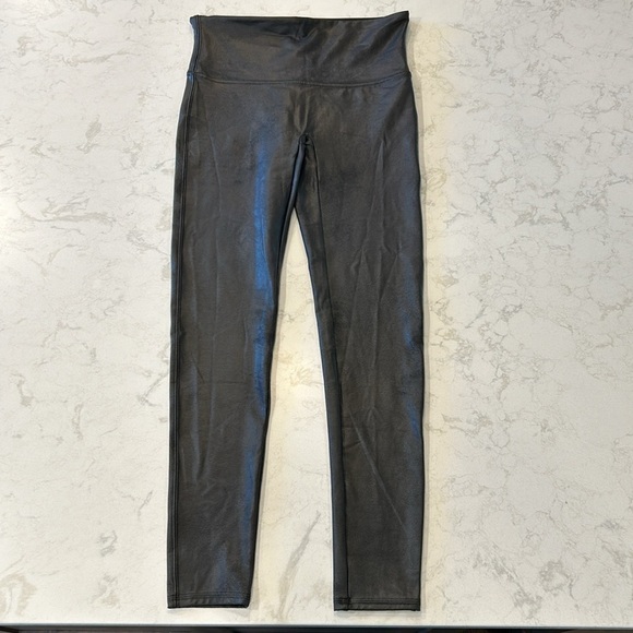 Spanx Faux Leather Shimmer Leggings High Waisted Black Large - Picture 5 of 16